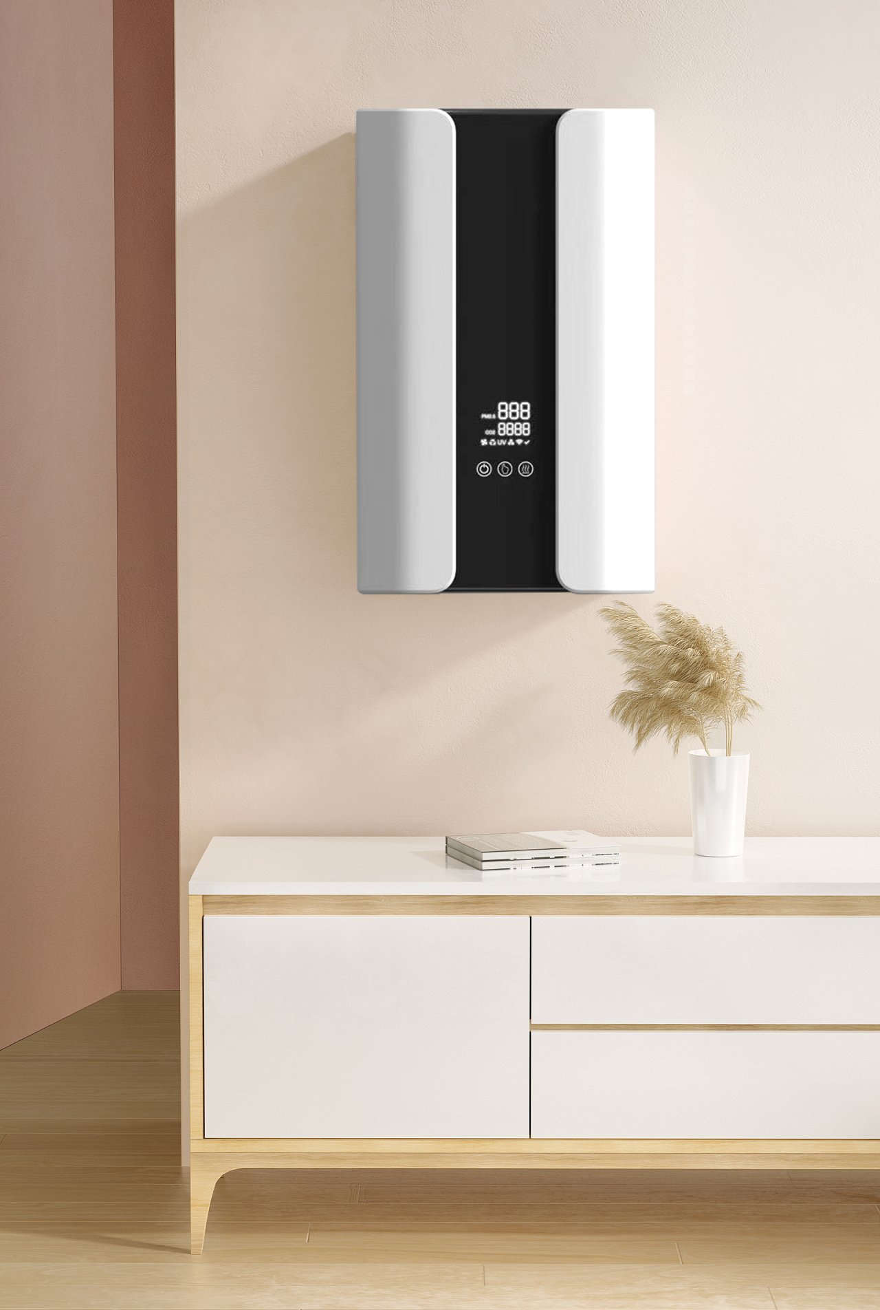 Vægmonteret 500 CADR Air Fresh Ventilation Device Medical Air Purifier YY-B-500